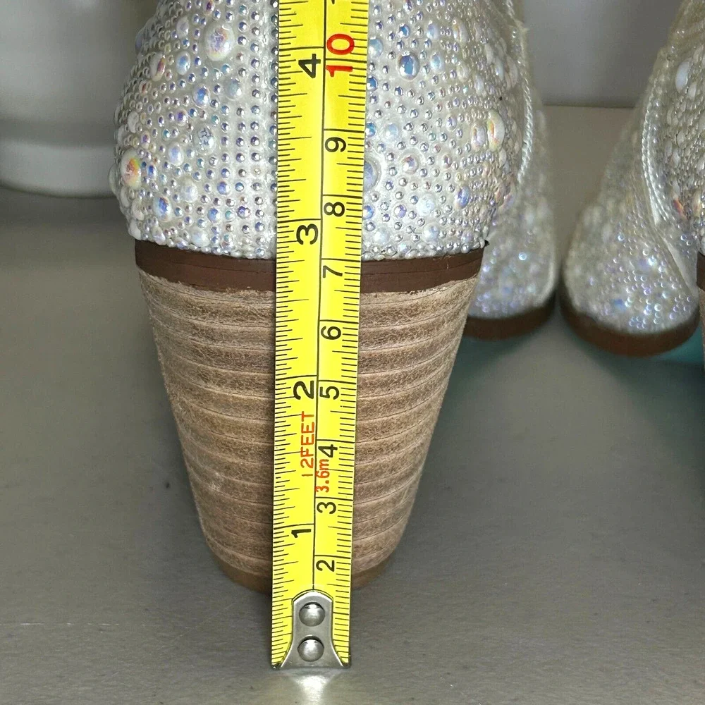 Betsey Johnson SB-Diva Pearl Short Boot Western Cowgirl Women 8 NWB Bridal - Picture 5 of 13